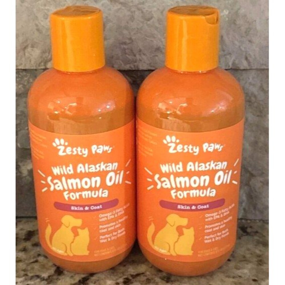 Zesty Paws Wild Alaskan Salmon Oil Dogs & Cats 8oz x2 Skin & Coat Support NEW
